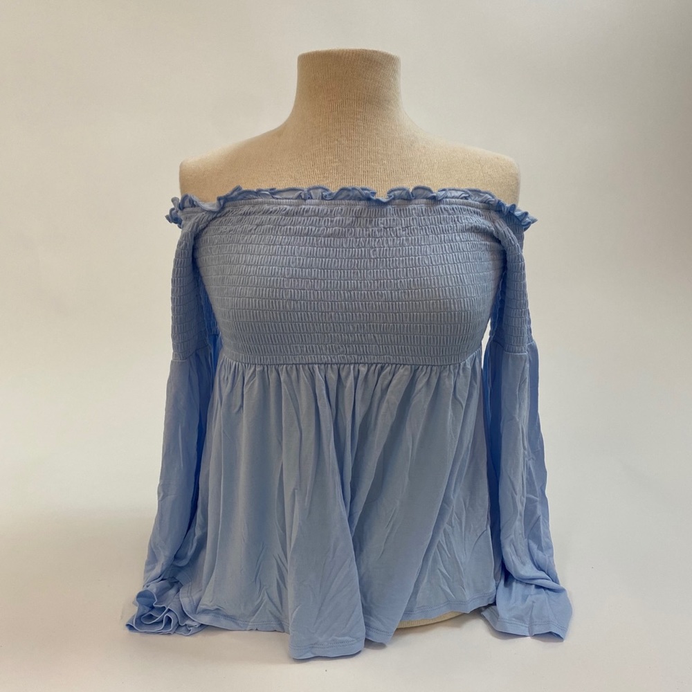Blue Off the Shoulder Peasant Top (Small)